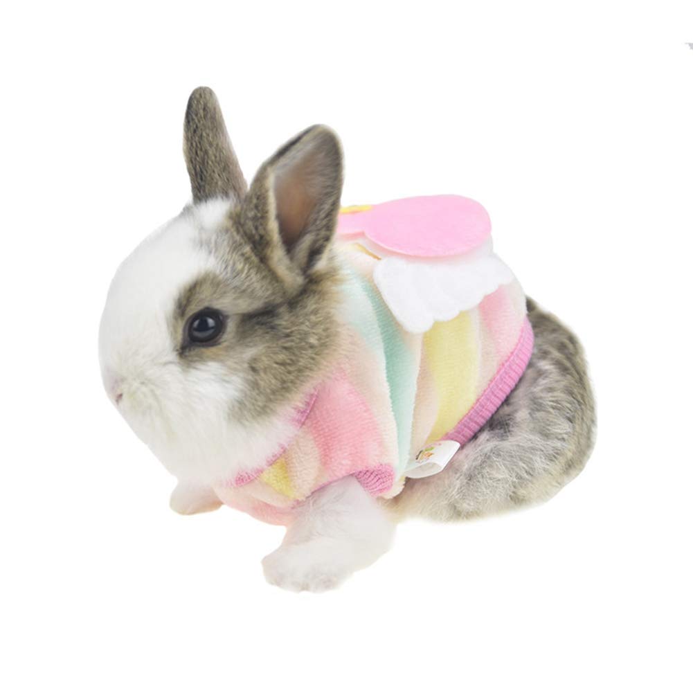 Winter Warm Fleece Bunny Rabbit Clothes Cute Small Animal Guinea Pig Chinchilla Ferret Angel Costume Accessories Outfit for Hamster Ferret Rat Guinea Pig Cat Kitten Dog Puppy and Small Animals (XXS)