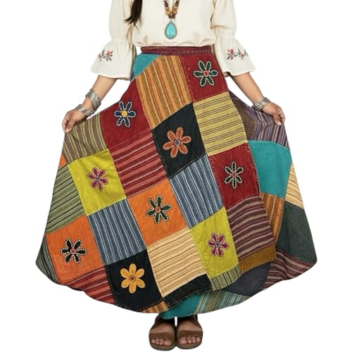 Image of Agan Boho Maxi Wrap Skirt for Women, Tie Dye Cotton Long Flowy Summer Skirt