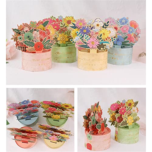 4 biglietti di fiori 3D, biglietto di auguri per