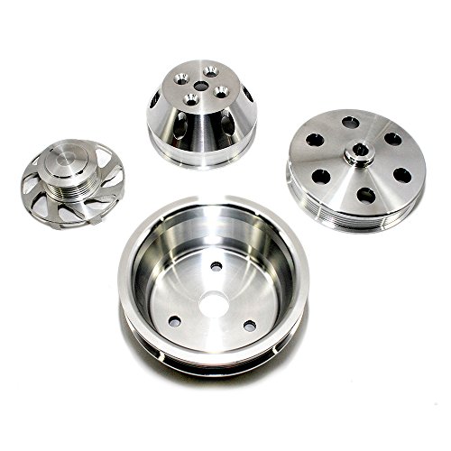 Assault Racing Products A8701-M Small Block Chevy Machined Serpentine Billet Aluminum Pulley Conversion Kit Long Water Pump SBC