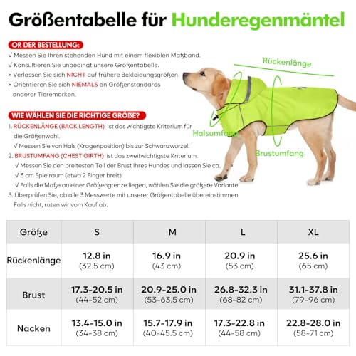 Hunde Regenmantel Kleine Hunde, Einstellbare Regenjacke Hund DQGHQME Hunderegenmantel 100% Wasserdicht, Regenjacken für Hunde Mit Kapuze, Reflektierende Regencape Hund, Ultraleicht Hunderegenjacke -S