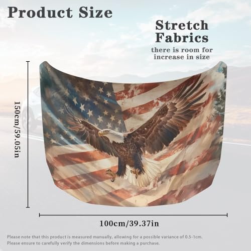 Image of Car Hood Cover Protector Breathable Elastic Fabrics All-Season Protection American Flag and Eagle Auto Hood Decoration and Protection for Most Sedans Small SUV Truck