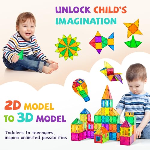 cossy 120pcs magnetic tiles magnetic 3d building blocks set educational construction toys for 3 year old kids with stronger magnets educational toys recreational conventional