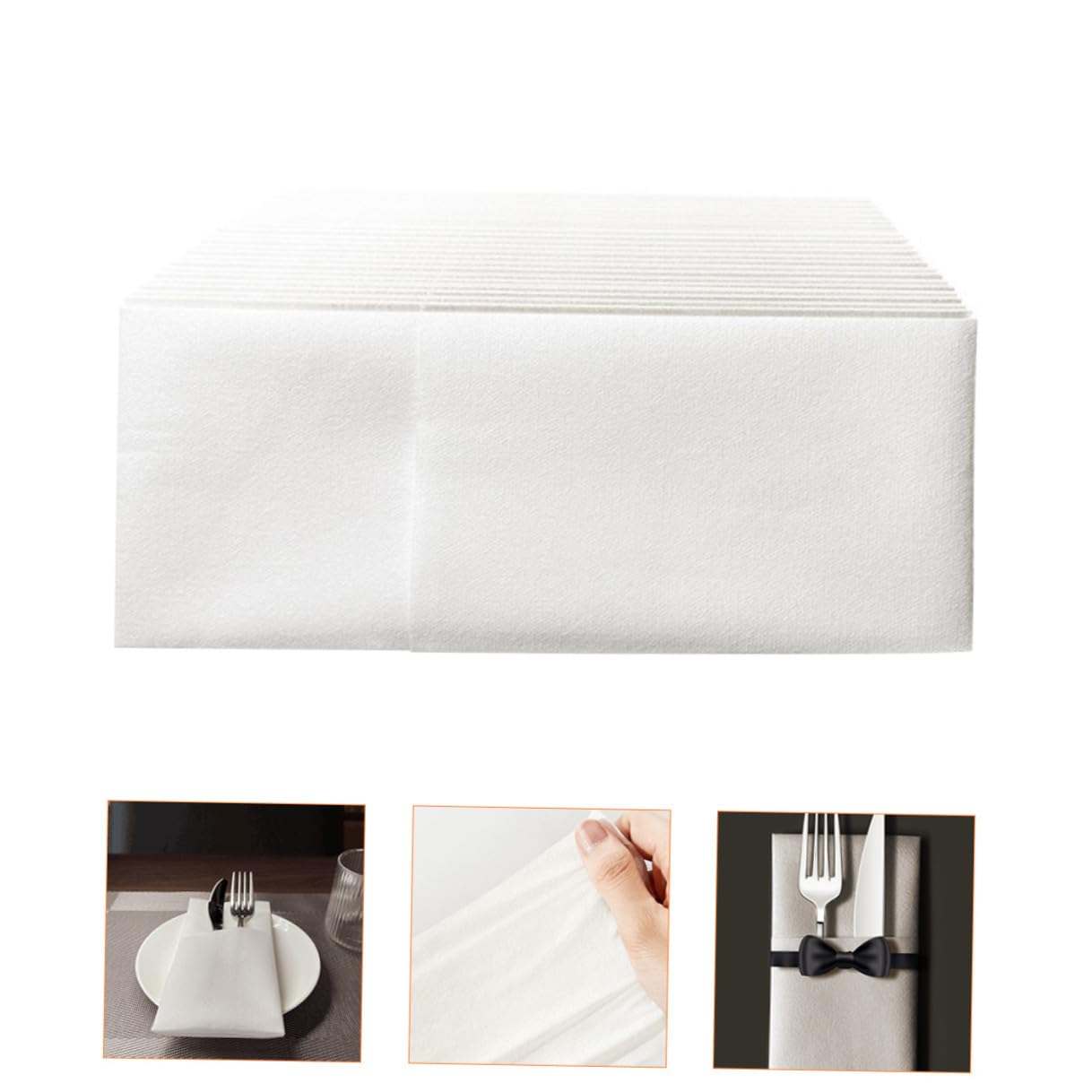 OUNONA 50 Stück Weiße Einweg Servietten Fasern Dickes Design Sichere und Praktische Tischservietten für Tägliche Unterhaltung und Dinner