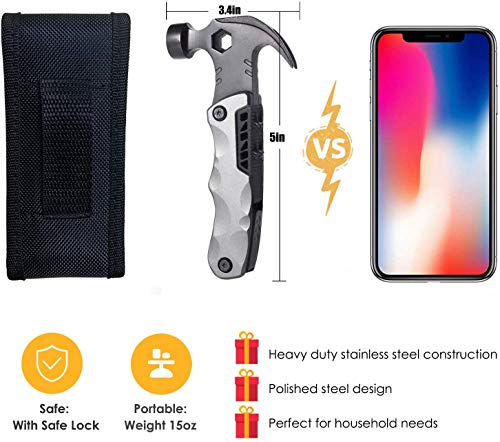URGENEX Multitool Hammer Camping Gear 13 in 1 Stainless Steel Multitool Camping Accessories Tools Set for Emergency, Gadgets Gifts for Men Dad Husband Him Handyman - Thumbnail 3