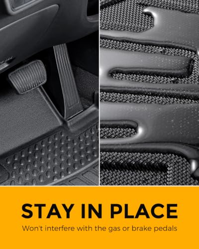 Image of Weather Liner Floor Mats Cargo Liner for Tahoe Yukon 2015-2020 6 /7 Seats | Built for Folded 3rd Row Seat TPE All Weather Odorless Easy-install Secure in Place Non-slip Surface Handle Heavy Rain Snow