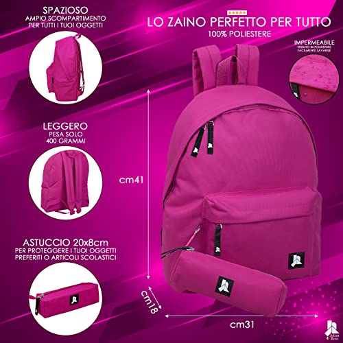 Julian Ross JR3007 Rosa Zaino con Astuccio Scuola