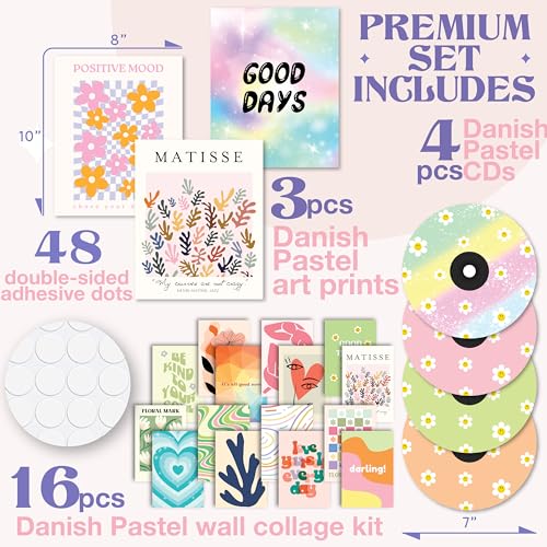 97 Decor Danish Pastel Room Decor Aesthetic - Colorful Danish Pastel Posters, Cute Pictures Matisse Wall Art, Girly Wall Collage Kit for Teen Girl Dorm Bedroom Decorations (8x10 UNFRAMED)
