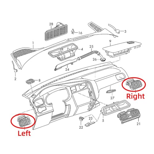 Grille aération AC Polo 5 cassée remplacez le diffuseur droit bloqué