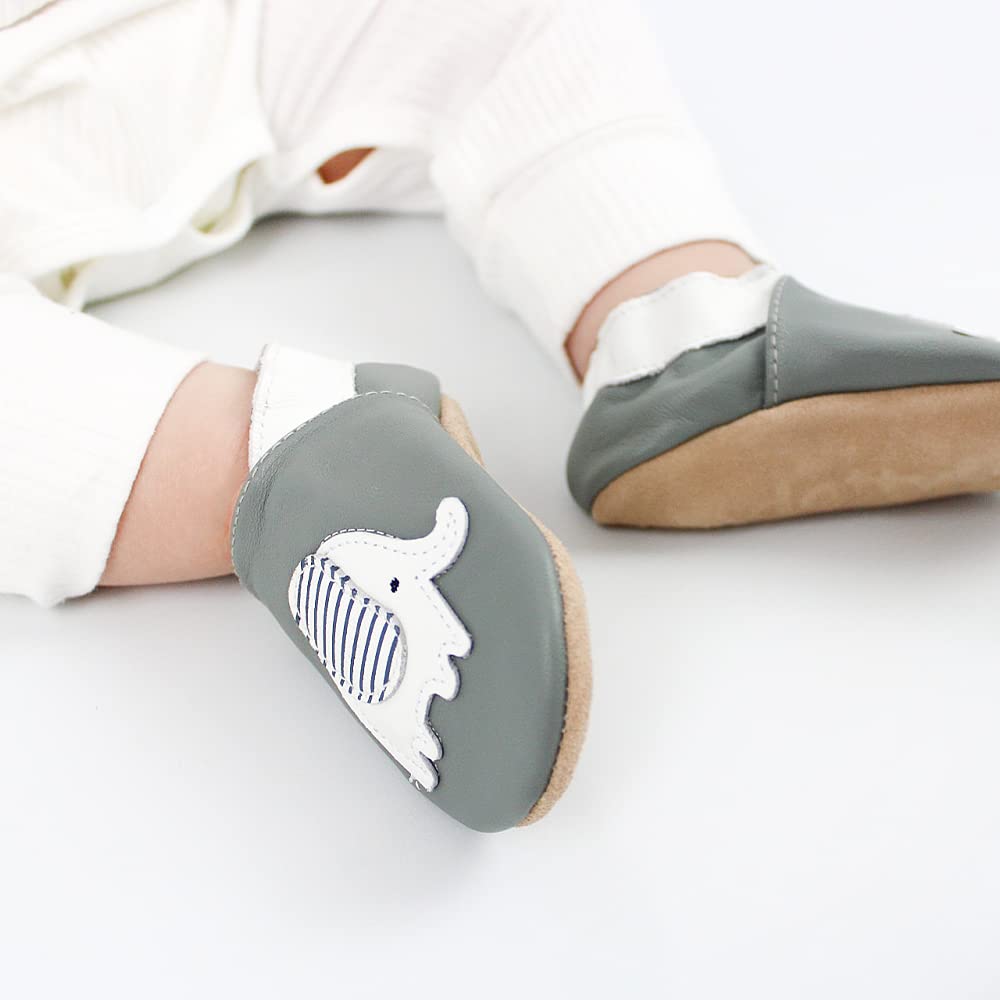 Dotty Fish Unisex Soft Leather Shoes, Unisex Baby First Walker Shoe - 5