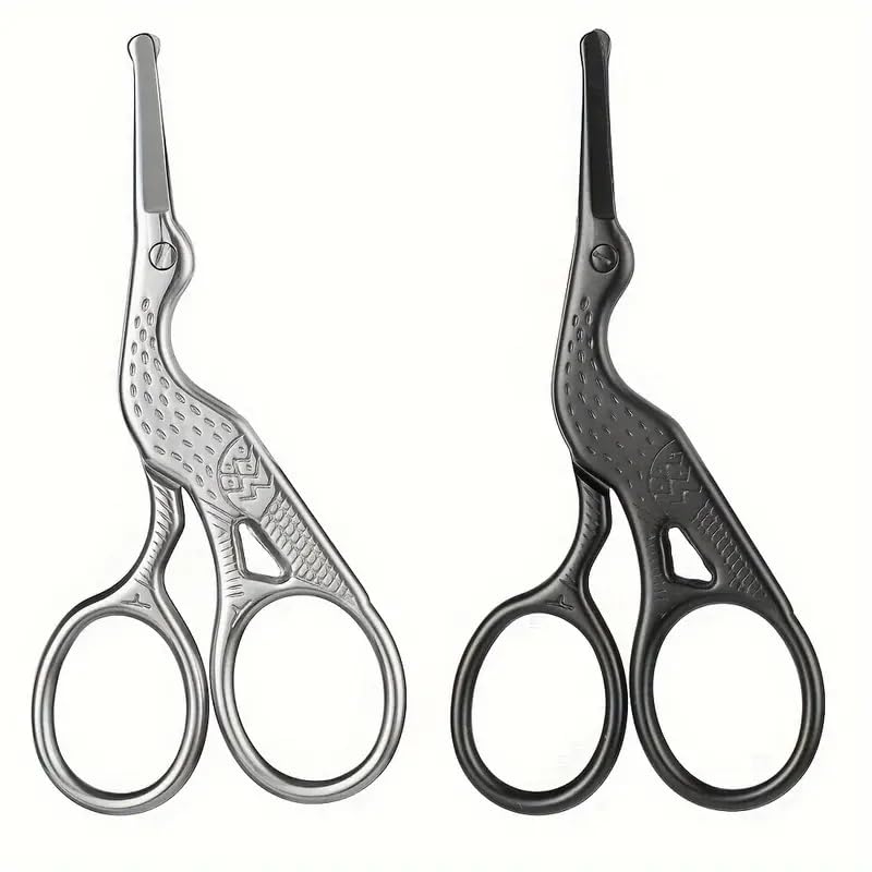 Pack de Tijeras de acero inoxidable para pelo facial con punta redonda - Recortadora de precisión para cejas, oído, bigote, nariz y barba - Aseo personal seguro, ligero y portátil