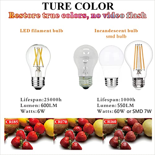 Image of LiteHistory A15 Bulb,E26 led Bulb 60 watt,Neutral White 4000K,Non-Dimmable | 6w=60 watt Light Bulbs,600lm,AC120V,ETL,No flicker,Edison Light Bulbs,E26 Light Bulb for Ceiling Fan,Wall sconces,Desk,6Pack