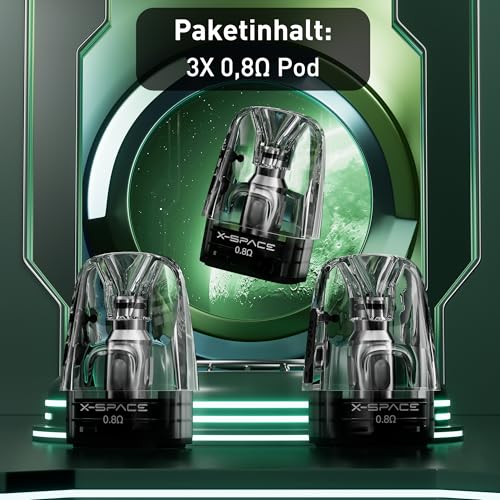 X-SPACE 0.8ohm Ersatzkapseln für E-Zigarette nachfüllbar,3er-Pack Kartuschen, kompatibel mit ET5 E-Zigaretten-Kit,Ohne Nikotin Ohne Liquid Ohne Refill (0.8Ω)
