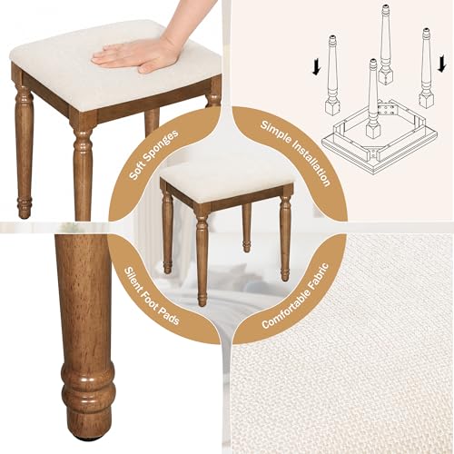 Image of JIVOIT 44.37 inch Makeup Vanity Desk with Tri-Fold Mirror, Large Vanity Table with 5 Drawers and Shelves and 2 Cabinets, Dressing Table, Easy Assembly