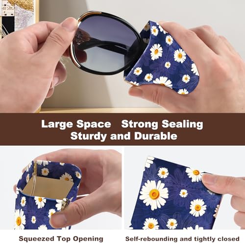 Image of Anikathy 2Pcs Sunglass Eyeglass Glasses Case Soft PU Leather with Cleaning Cloth Cute Glasses Pouch Bag for Men Women Girs