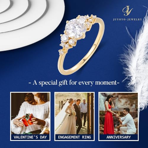 1CT Solitaire Moissanite Rings, 925 Sterling Silver Round Cut Engagement Ring for Women Wedding Bands Promise Rings Ideal Gift for Her4