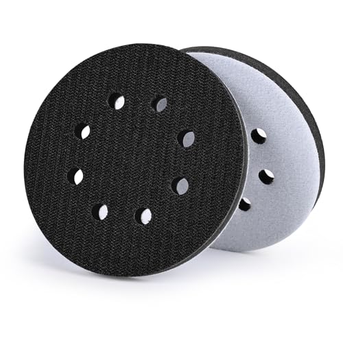 Image of 5 Inch 8 Holes Foam Sanding Pads 2 Pack Interface Pad Hook and Loop Sponge Cushion Buffer Backing Pad for Orbital Sander