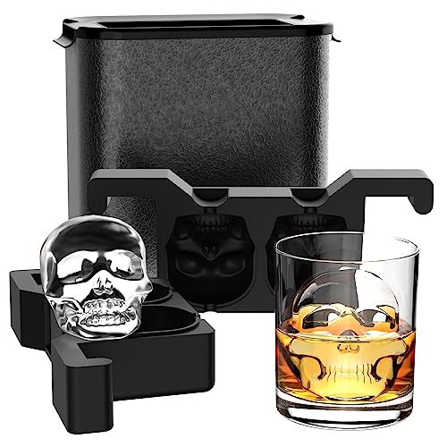Image of Skull 3D Ice Ball Maker - Large Crystal Clear Ice Cube Tray - Whiskey Bourbon Cocktails