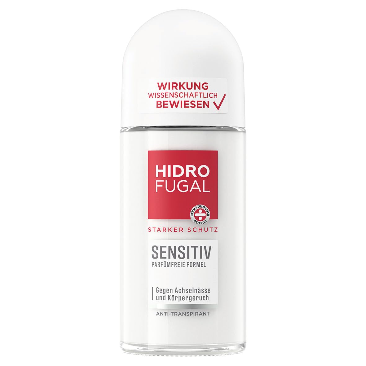 Hidrofugal SENSITIV Roll-on, fuerte protección antitranspirante para pieles sensibles, desodorante sin perfume sin alcohol etílico contra la humedad de las axilas y el olor corporal (50 ml)