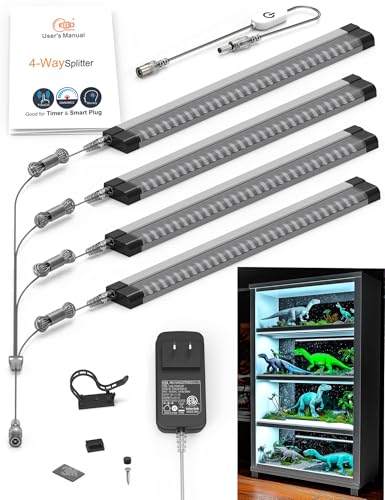 Image of EBD LED Display Cabinet Lighting 4-Way 1.2m / 48 inch Splitter Parallel Connection Shelf Lights Touch Bookcase Lighting 4 Panels Counter Light Bar Energy 1800 Lm 3000K for Kitchen Pantry Garage Closet