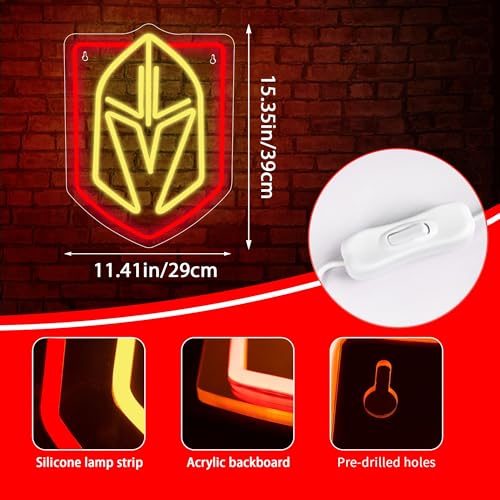 Image of Ice Hockey Neon Signs,Hockey Team Logo Light,Ice Hockey LED Sign,Sports Neon Lights,Hockey Light,Hockey Club Decor,Hockey Gifts for Boys,Ice Hockey Team Fans,Size 15.4 * 11.4 inches(FMXD140)