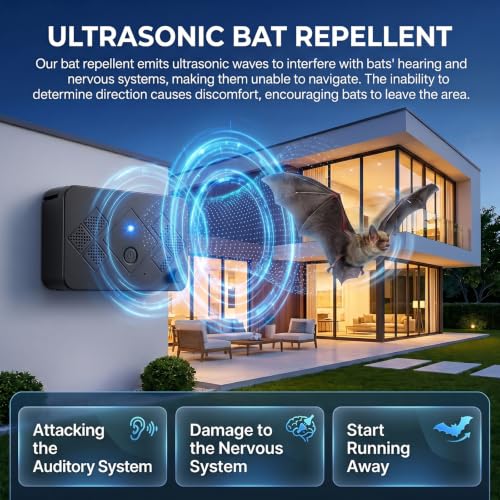 Image of 2026 Upgraded Bat Fortress Mini Repeller Indoor Deterrent Adjustable Ultrasonic Bat Repellent Devices Outdoor Battery Operated Bat Repeller, Friendly to Human & Pet (4Pack)