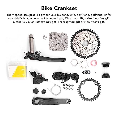 9 Speed Groupset,42T Flywheel Bike Shift Kit Crank Shifter Rear Derailleur Chain Set,Box Components Mountain Bike Drivetrain Upgrade 11 to 40T (36T Chainring)