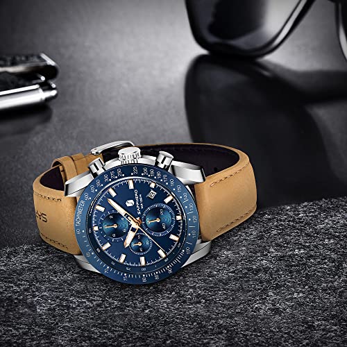 Image of BENYAR Men's Watches Chronograph Watch for Men Multifunction Black Waterproof Sport Fashion Quartz Wristwatches Calendar with Stainless Steel Strap