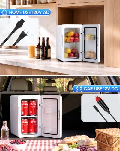 Image of Electactic Compact Mini Fridge, 6L Portable Small Refrigerator for Bedroom | Desktop Fridge with AC /DC, Small Cosmetics Thermoelectric Cooler & Warmer for Skincare, Beverage, Food, Office, Dorm, L-White