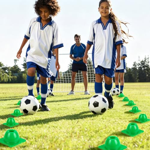 GKXMAXIWANG 12 Pcs 2 Inch Heavy Duty Agility Training Cones, Multipurpose Field Marker Cones for Soccer Basketball Bike Motorcycle Training Windproof Shatterproof Non-Slip (Green) by GKXMAXIWANG - Image 3