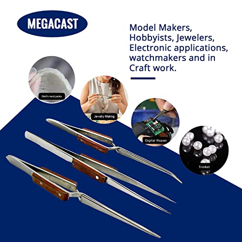 Megacast Tweezers & Cross locking & Straight Soldering tweezers jewelers - 3 piece set - Thumbnail 3