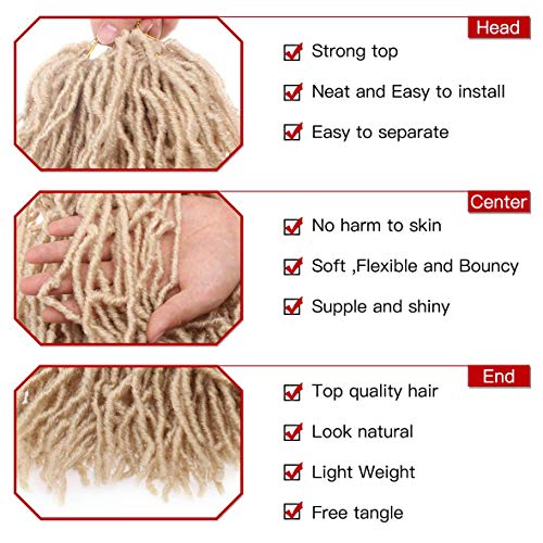 Xtrend 7 Packs 24 Inch Blond New Faux Locks Crochet Hair Extend 18 Strands Pre-Looped Synthetic Crochet Braids Knotless Style Most Natural Goddess Faux Locs Braiding Hair For Women 613# #TOP2