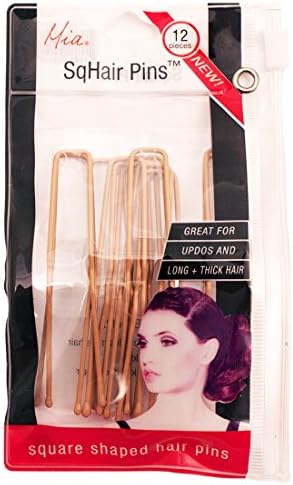 Mia Sqhair Pins, Square Shaped Bobby Pins, Hair Pins for Long + Thick Hair, Blonde, for Women, Girls, Updos, French Twists 12pcs