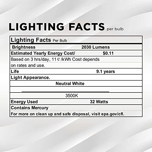 Sleeklighting 32 Watt T4 Tri Tube Cfl 4 Pin Gx24Q-3 Base Light Bulb 3500K 2030Lm - Compact Fluorescent -Neutral White Light 4Pack… #TOP7