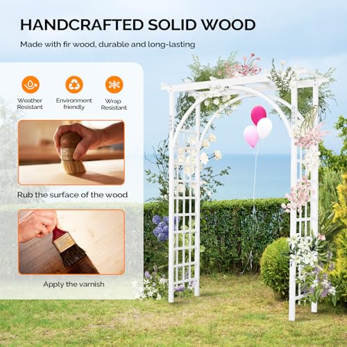 image for VINGLI 85in Wooden Arbor, Wedding Arch for Ceremony, Wood Trellis for 