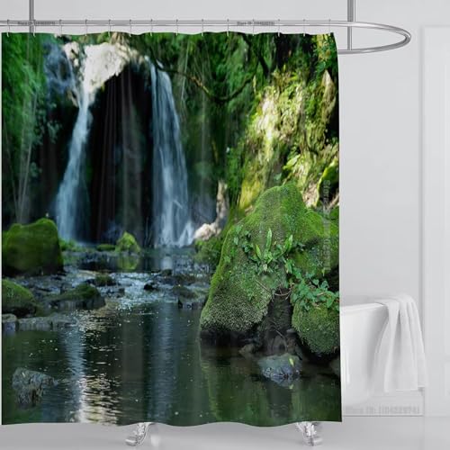 Rideau de douche polyester paysage naturel avec crochet lavable - 2