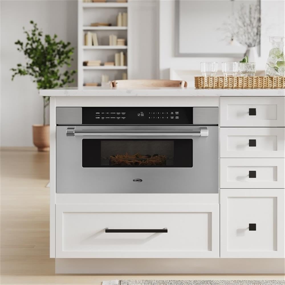 Pemberly Row 30" Microwave Drawer, 1.2 cu. ft. Capacity, Stainless Steel Finish, Top Control Panel, Built-in Installation, 1000 Watts Power, Auto Cook Menu, Under Counter Kitchen Appliance