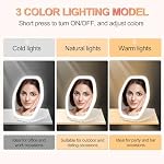 Travel Makeup Mirror with Light: 3 Color Lighting Portable Mirror with Touch Screen Rechargeable Adjustable LED Lights Vanity Hexagon Mirror for Travel, Desk, Home (White) - Image 2