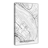 ACFTAIN NIEDERWERTH Duitsland Kaart Poster, Zwart Wit 