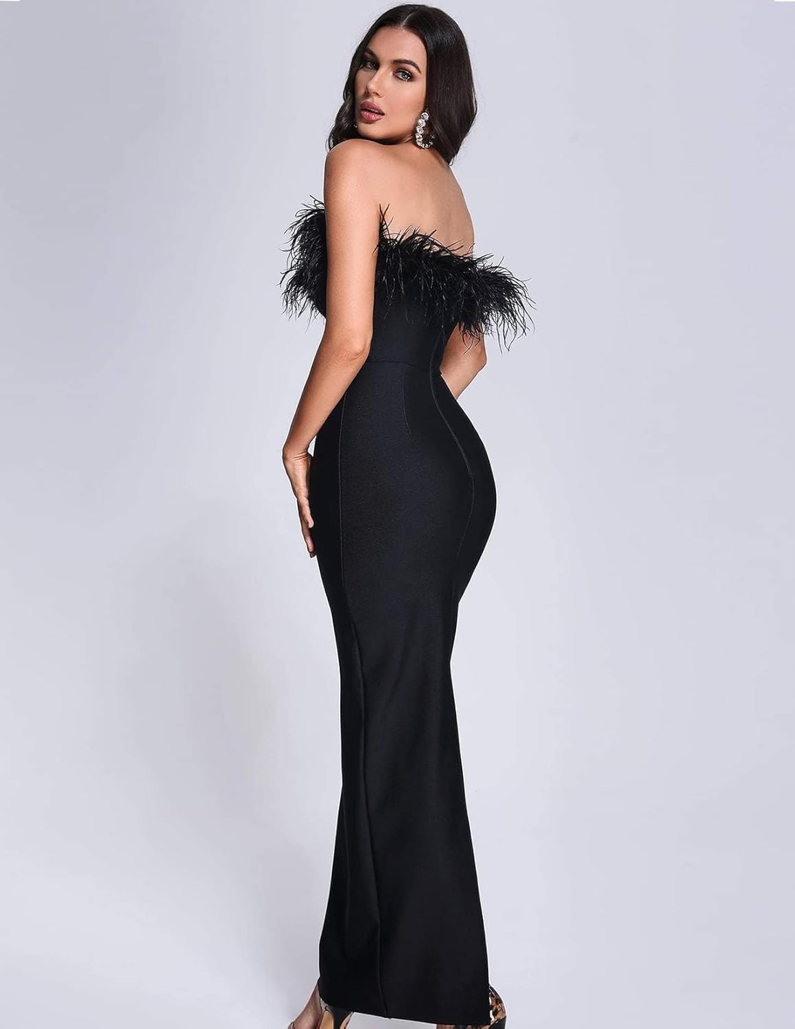 BELLA BARNETT Maxi Shining Sheer Dress Cut Out Boho Dress Women's See Through Dress