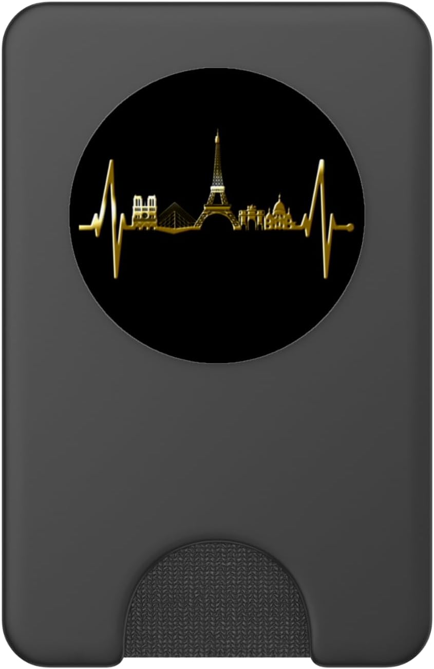 Paris Skyline Heartbeat Eiffel Tower France Heart Love Paris PopSockets PopWallet for MagSafe