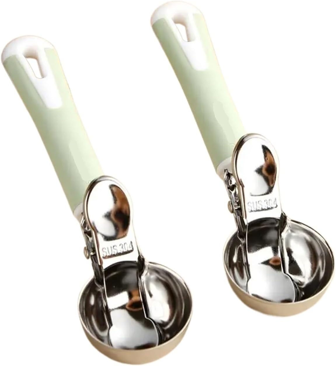 Compatible For Stainless Steel Ice Cream Scoop Digger Non-Stick Watermelon Fruit Ball Yogurt Spoon Gadget 2pcs