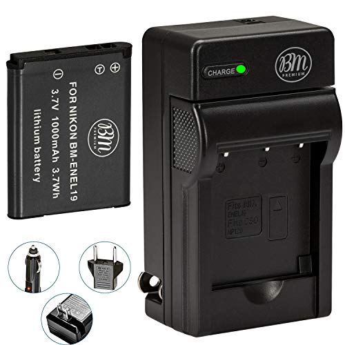 Bm Premium En-El19 Battery And Charger For Nikon Coolpix A300, W100, W150, S100, S3100, S3200, S3300, S3500, S3600, S3700, S4100, S4200, S4300, S5200, S5300, S6400, S6500, S6800, S6900, S7000 Cameras #TOP12