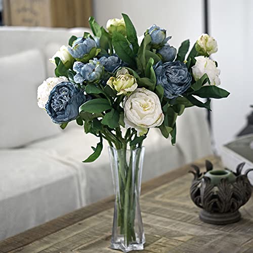 Image of FiveSeasonStuff Vintage White Peonies - Realistic Artificial Silk Flowers with Dry-Look Petals, 6 Stems for Rustic Home & Wedding Bridesmaids Bouquet Bridal Showers