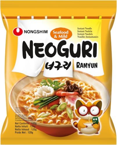 Nongshim Neoguri Instantnudeln Mild, 120g Koreanische Ramen | Koreanische Instant-Ramen, schnell zubereitet in wenigen Minuten, ideal als Snack oder komplette Mahlzeit