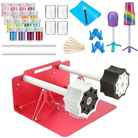 Double Cup Turner for Crafts Tumbler,Epoxy Glitter Tumbler Full Kits,DIY Cuptisserie Turner,Cup Spinner Machine Kit(Double-Red) Cover