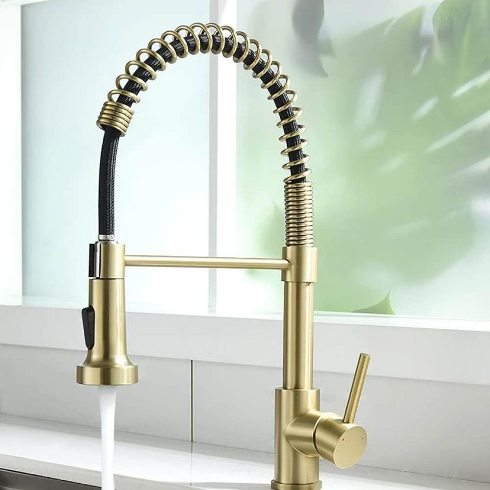 Robinet de cuisine en laiton brossé mitigeur évier chaud et froid design
