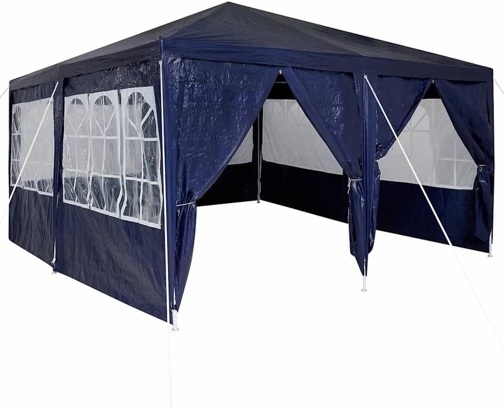 Modern Party Tent Blue 157.48 x 157.48 x 104.72 in Polyethylene with Eight Zip-Together Walls for Outdoor Events and Gatherings, Durable Shelter with Manual Collapsible