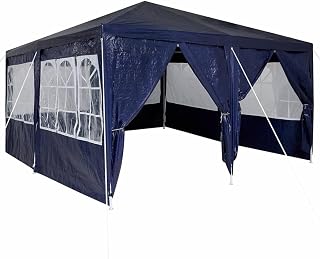 vidaXL Party Tent Blue and White 400 x 400 x 266 cm, Outdoor Canopy, Stylish Garden Pavilion, UV-Proof Tent for Events, Party Fun and Celebration!