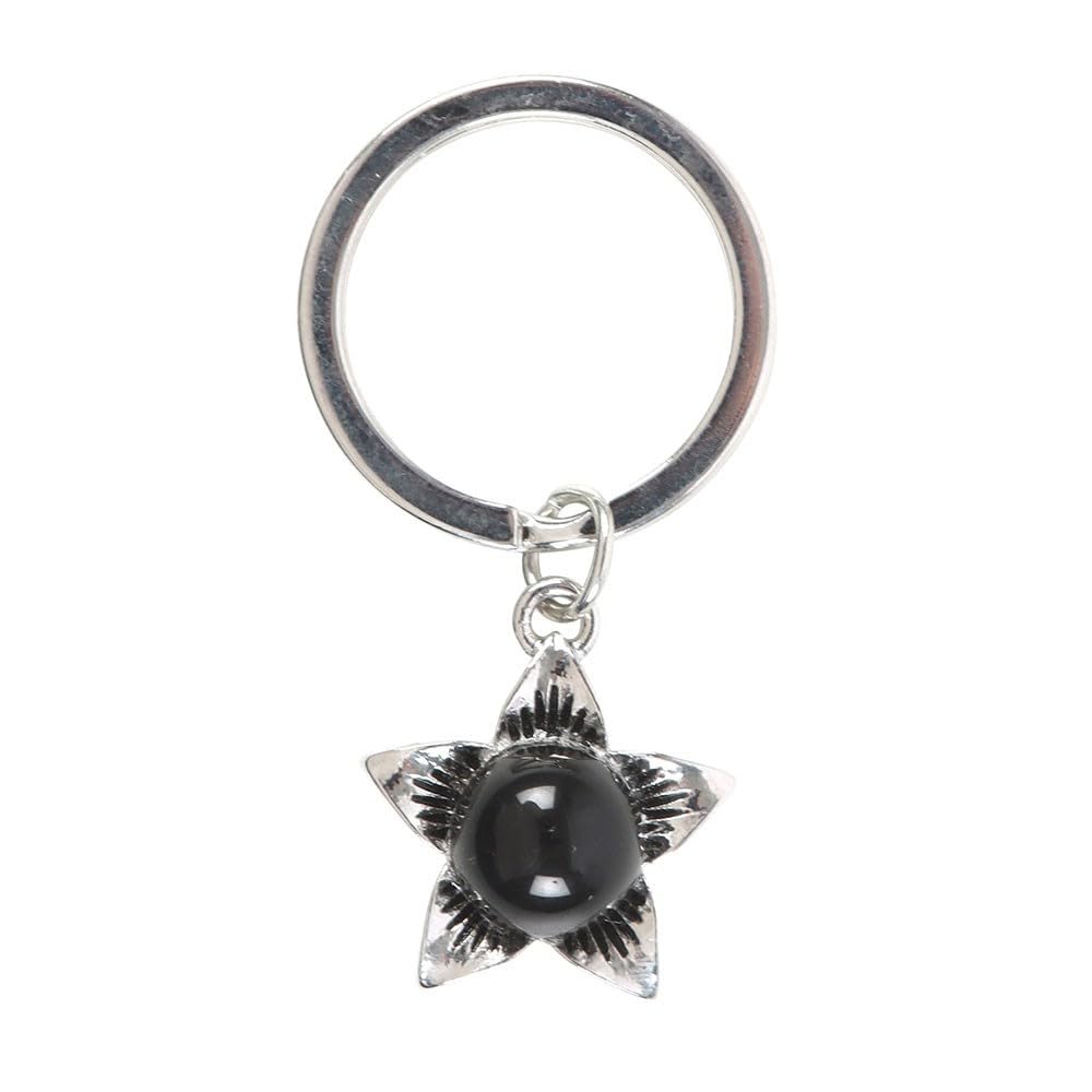 Deadly Nightshade -  Keyring with Black Obsidian - Healing, Protection - NEW